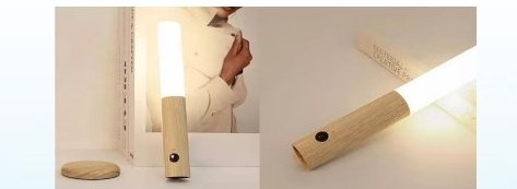 Luz Noturna Led Magnetica Madeira Recarregavel