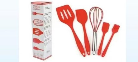Kit de utensílios de cozinha de silicone vermelho