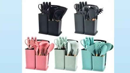 Mini Kit Utensilios De Cozinha De Silicone 19pc